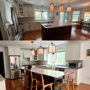 Refaced kitchen with custom island